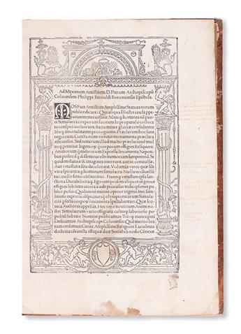 APULEIUS, LUCIUS; and BEROALDO, FILIPPO. Commentarij a Philippo Beroaldo conditi in Asinu[m] aureu[m] Lucij Apuleij. 1501. Lacks title.